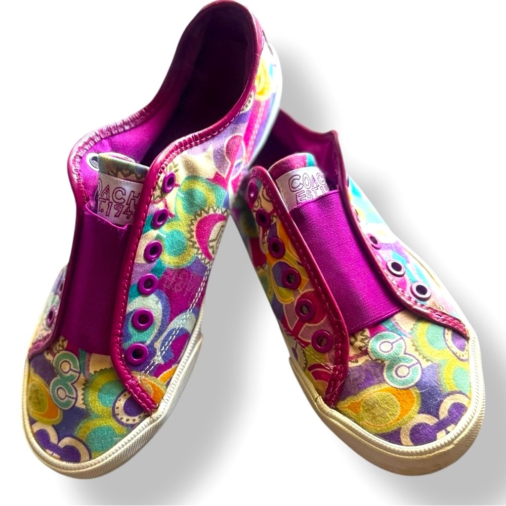 Coach Purple Multicolor Floral Slip-On Sneakers